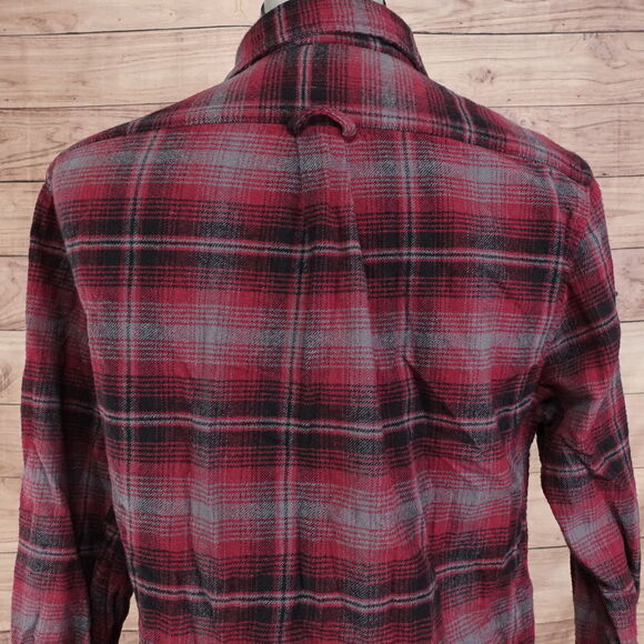 JACHS MFG RED PLAID FLANNEL BUTTON DOWN SHIRT MENS SIZE M MEDIUM - Picture 4 of 7